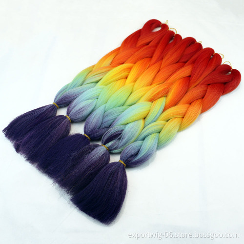 wholesale Cheap 24 inch Synthetic Jumbo Braid Hair Extensions 100 Synthetic Mix Color Braiding Hair African Crochet Braids Hair